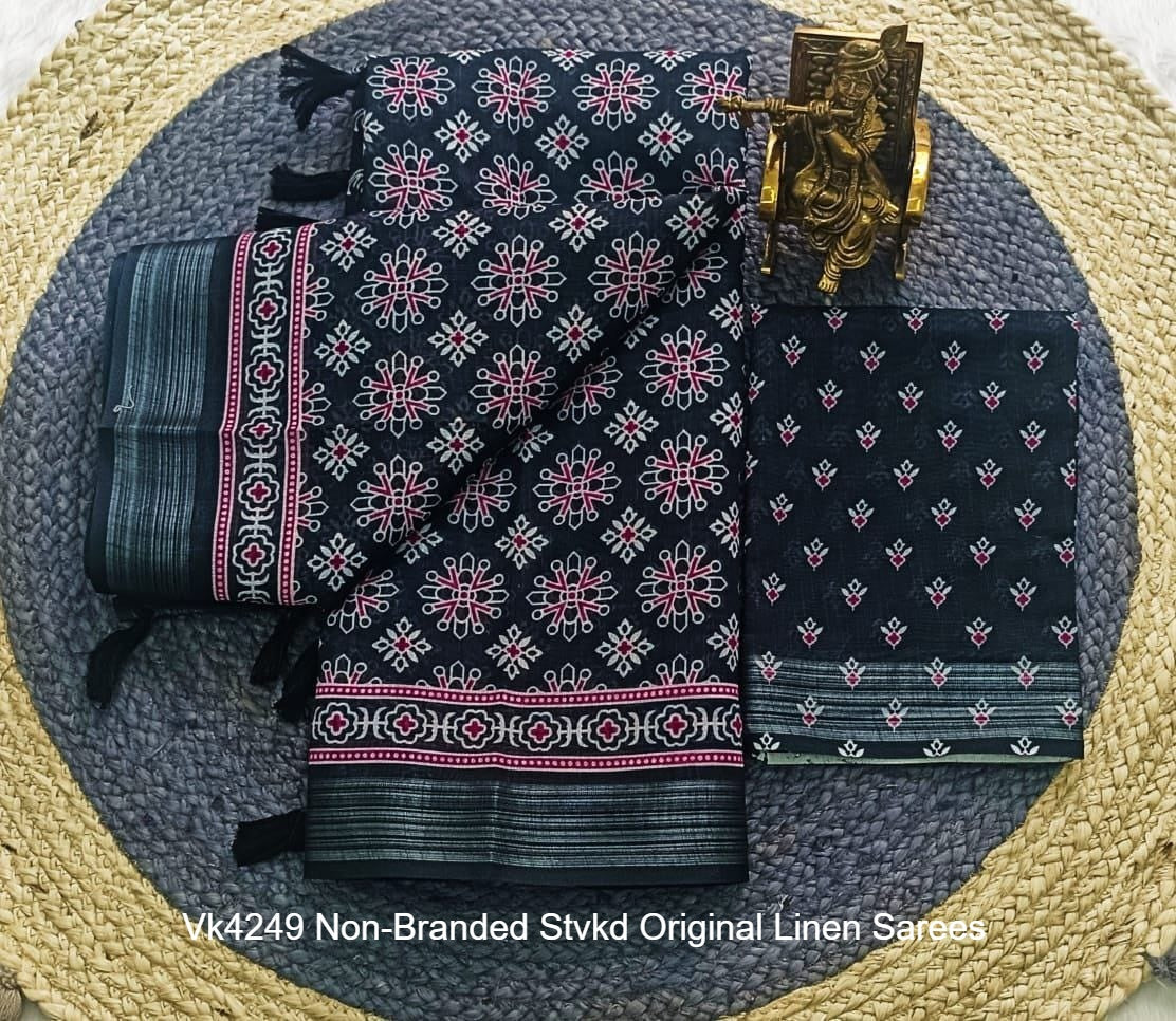 Vk4249 Non-Branded Stvkd Original Linen Sarees