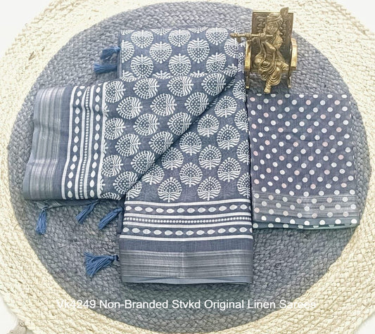 Vk4249 Non-Branded Stvkd Original Linen Sarees
