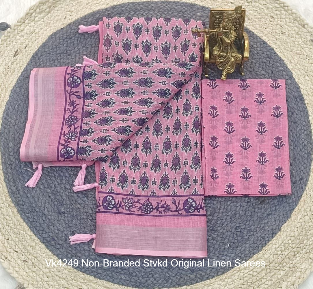 Vk4249 Non-Branded Stvkd Original Linen Sarees