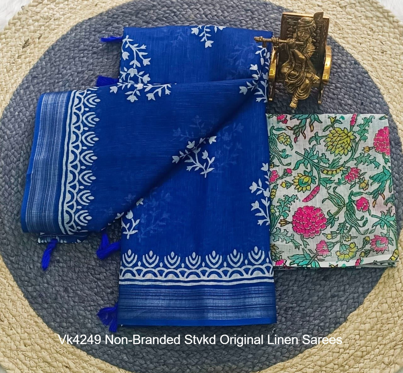 Vk4249 Non-Branded Stvkd Original Linen Sarees