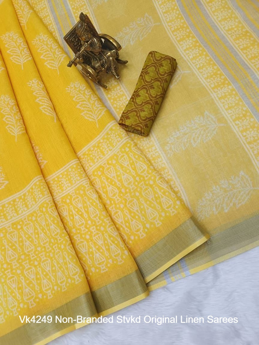 Vk4249 Non-Branded Stvkd Original Linen Sarees