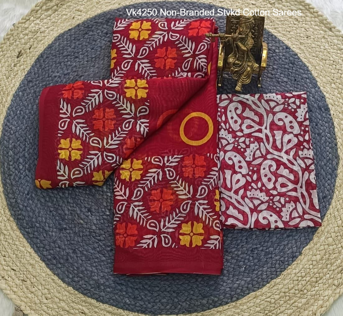 Vk4250 Non-Branded Stvkd Cotton Sarees
