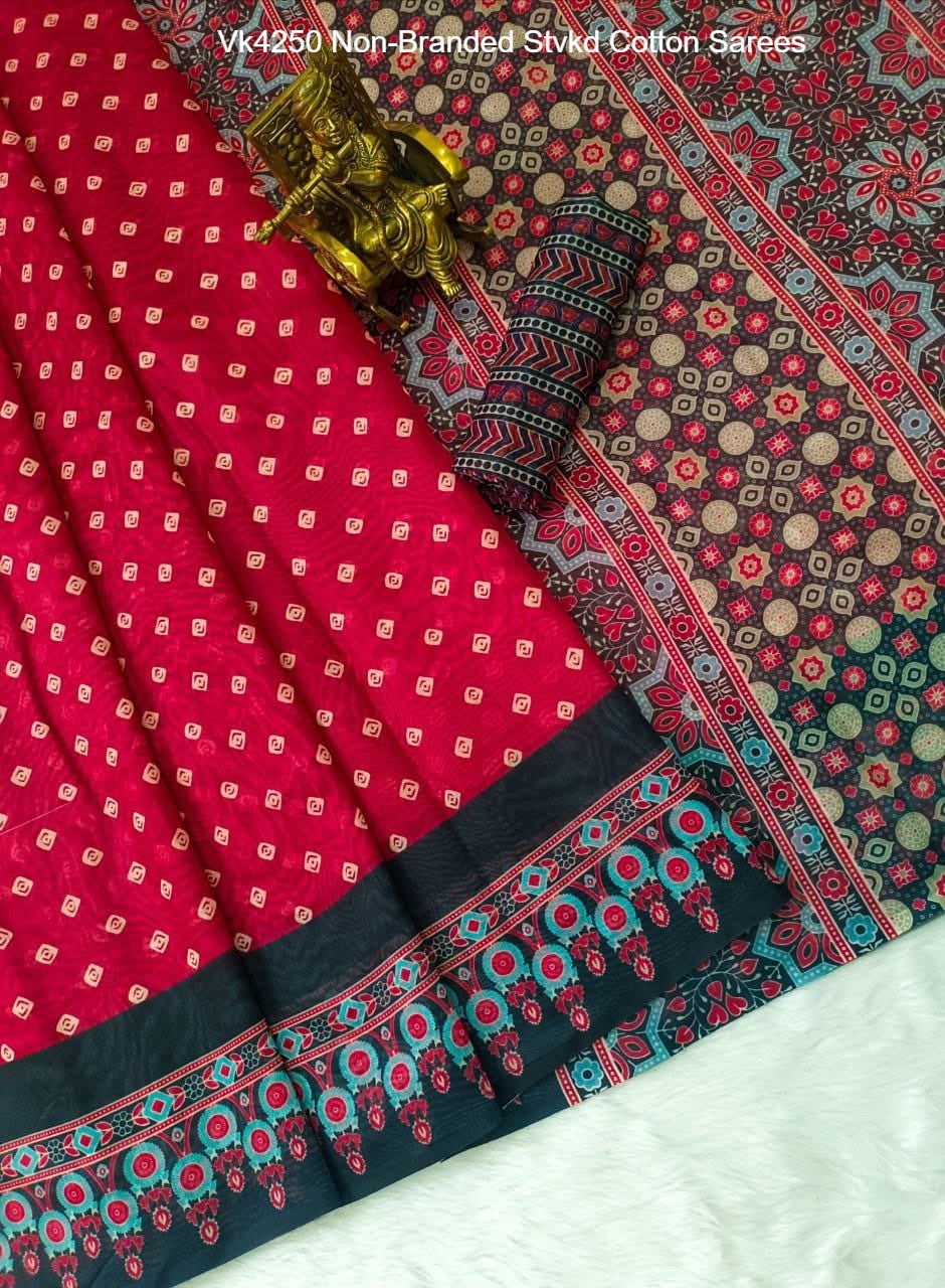 Vk4250 Non-Branded Stvkd Cotton Sarees