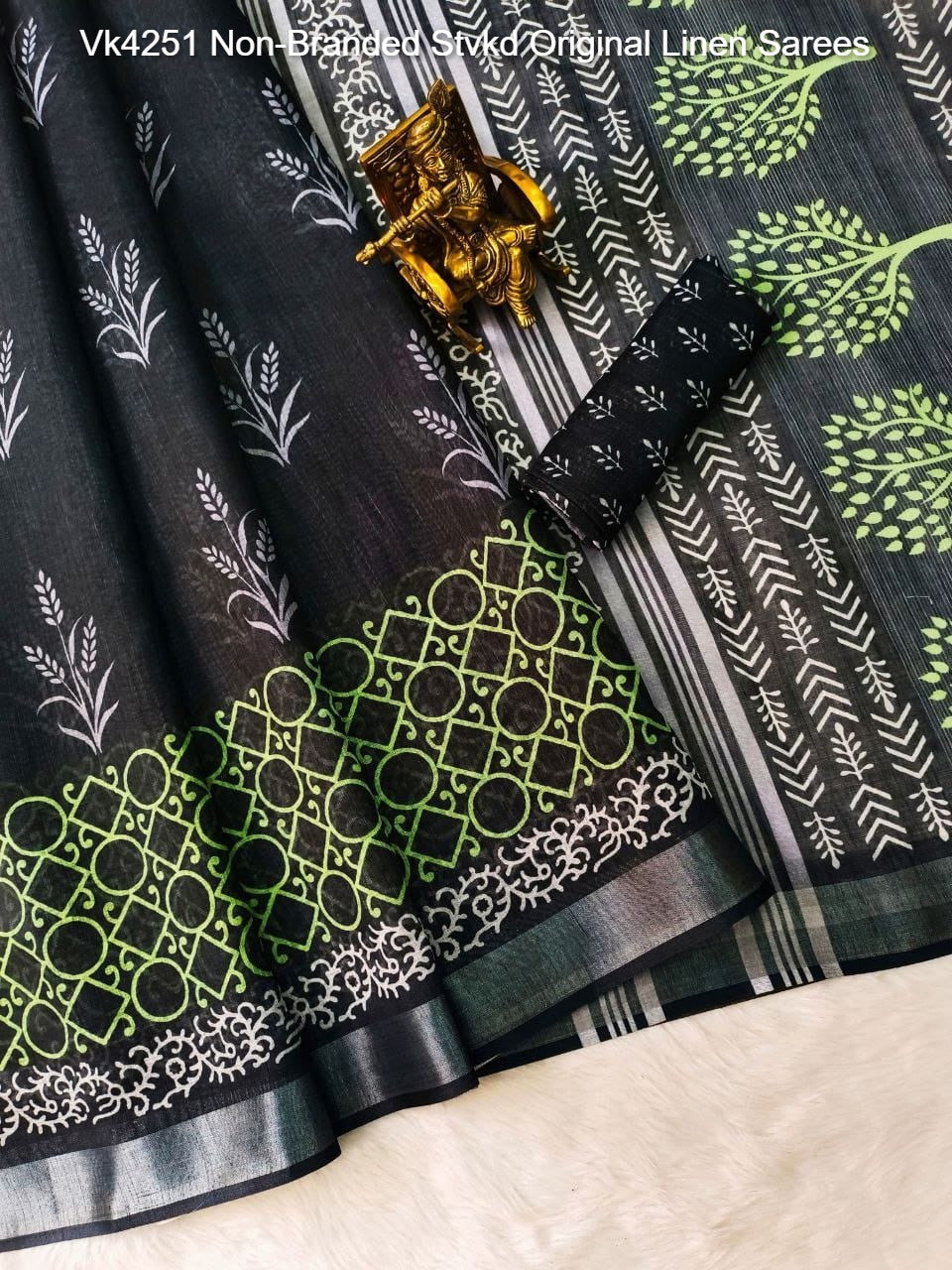 Vk4251 Non-Branded Stvkd Original Linen Sarees