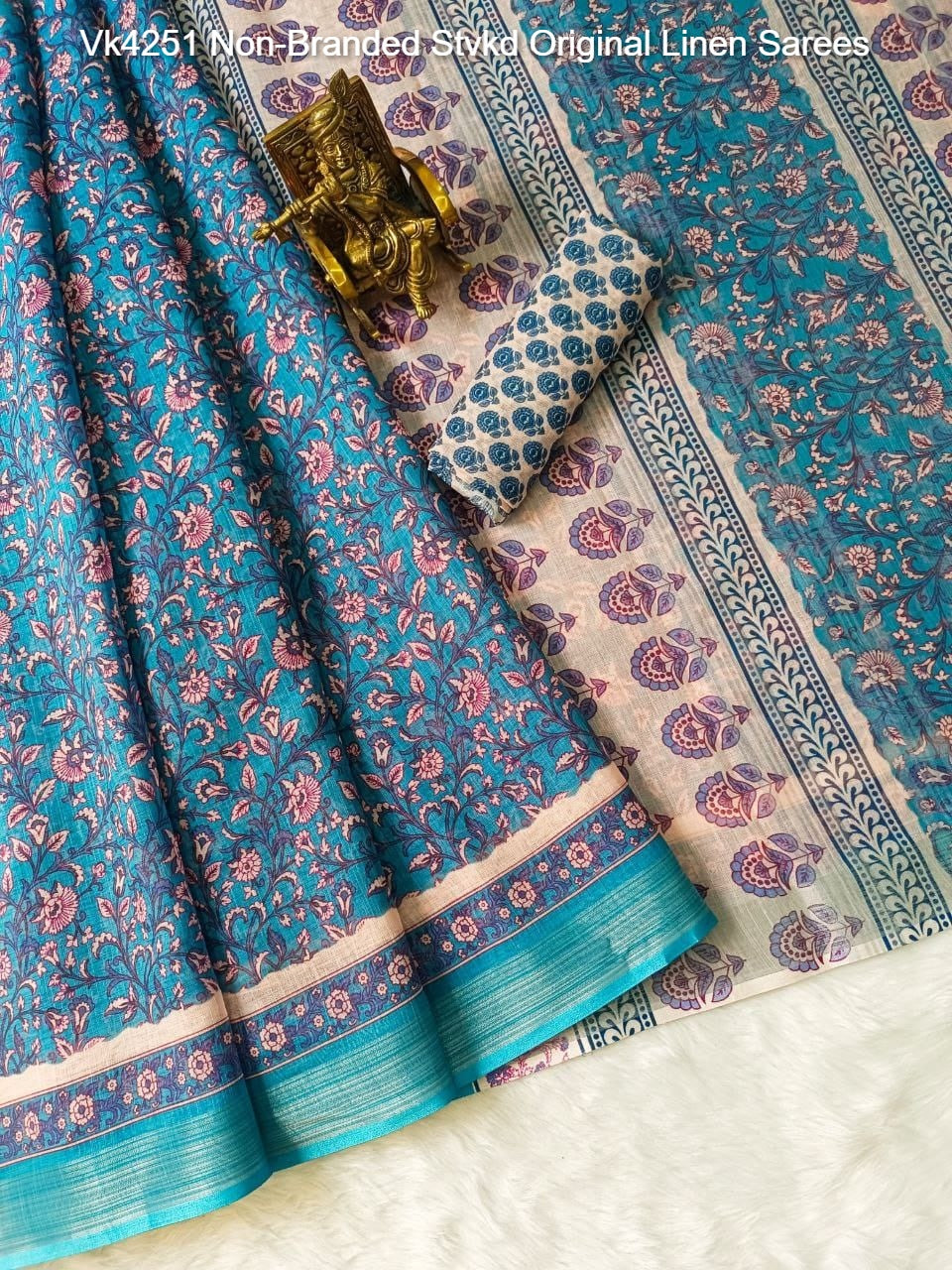 Vk4251 Non-Branded Stvkd Original Linen Sarees