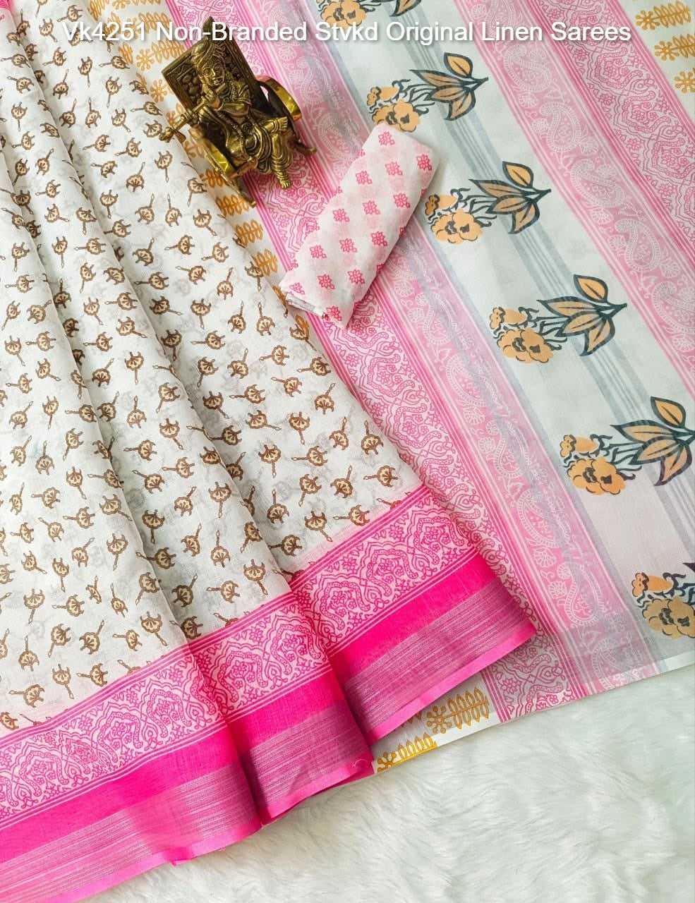 Vk4251 Non-Branded Stvkd Original Linen Sarees
