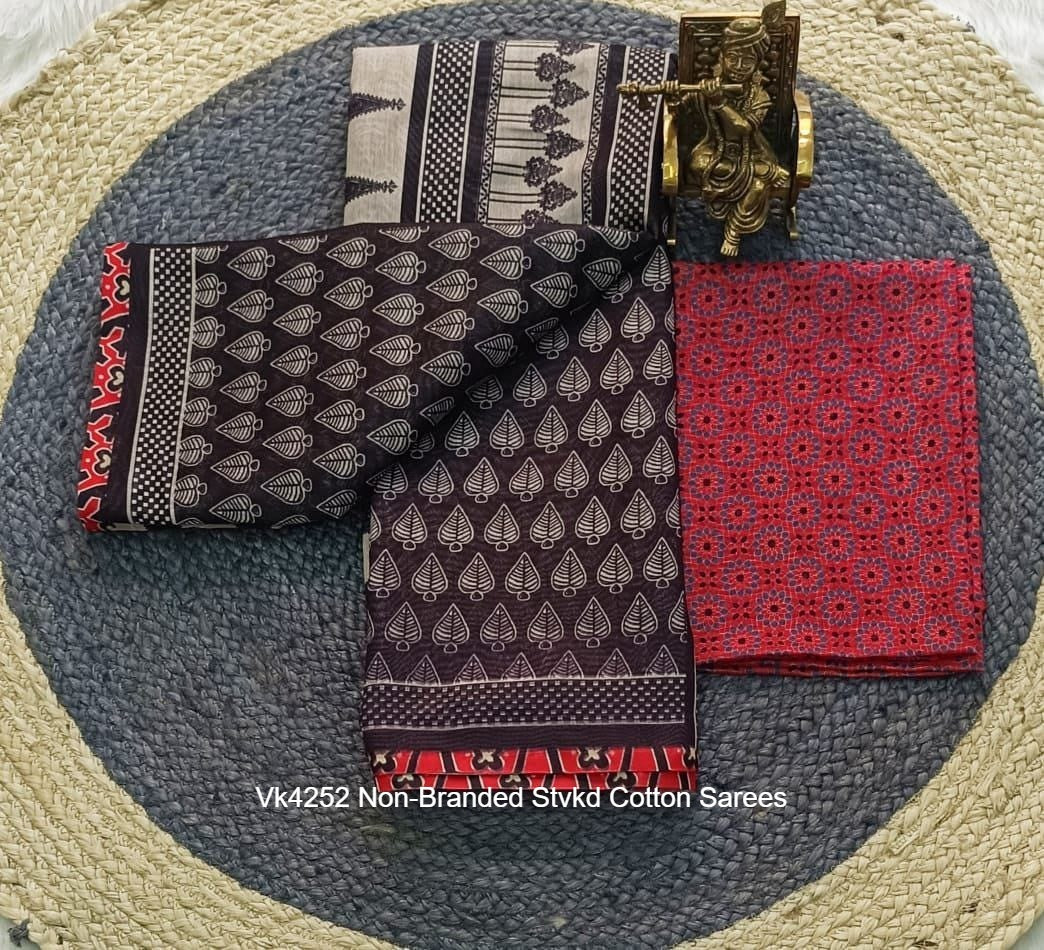 Vk4252 Non-Branded Stvkd Cotton Sarees