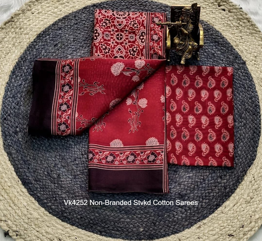 Vk4252 Non-Branded Stvkd Cotton Sarees