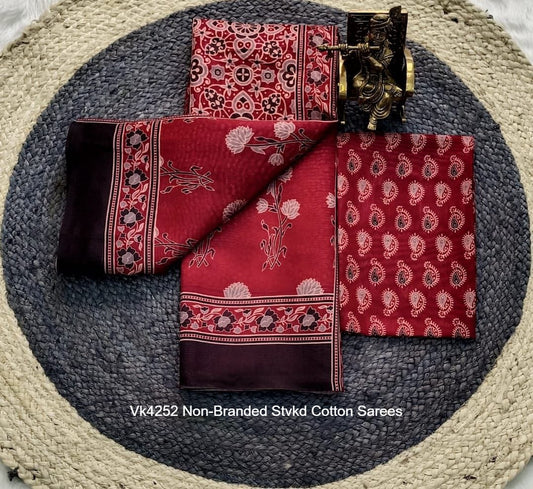 Vk4252 Non-Branded Stvkd Cotton Sarees