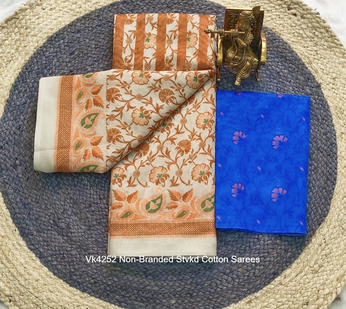Vk4252 Non-Branded Stvkd Cotton Sarees