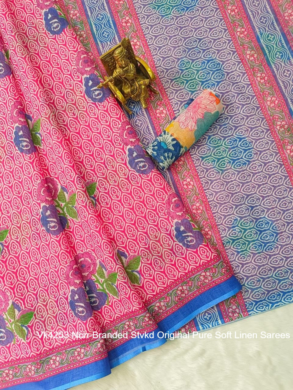 Vk4253 Non-Branded Stvkd Original Pure Soft Linen Sarees