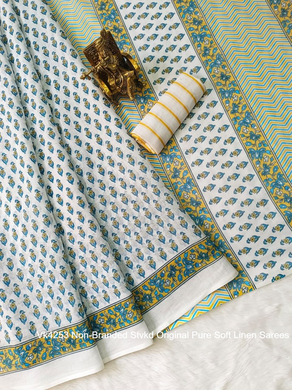 Vk4253 Non-Branded Stvkd Original Pure Soft Linen Sarees