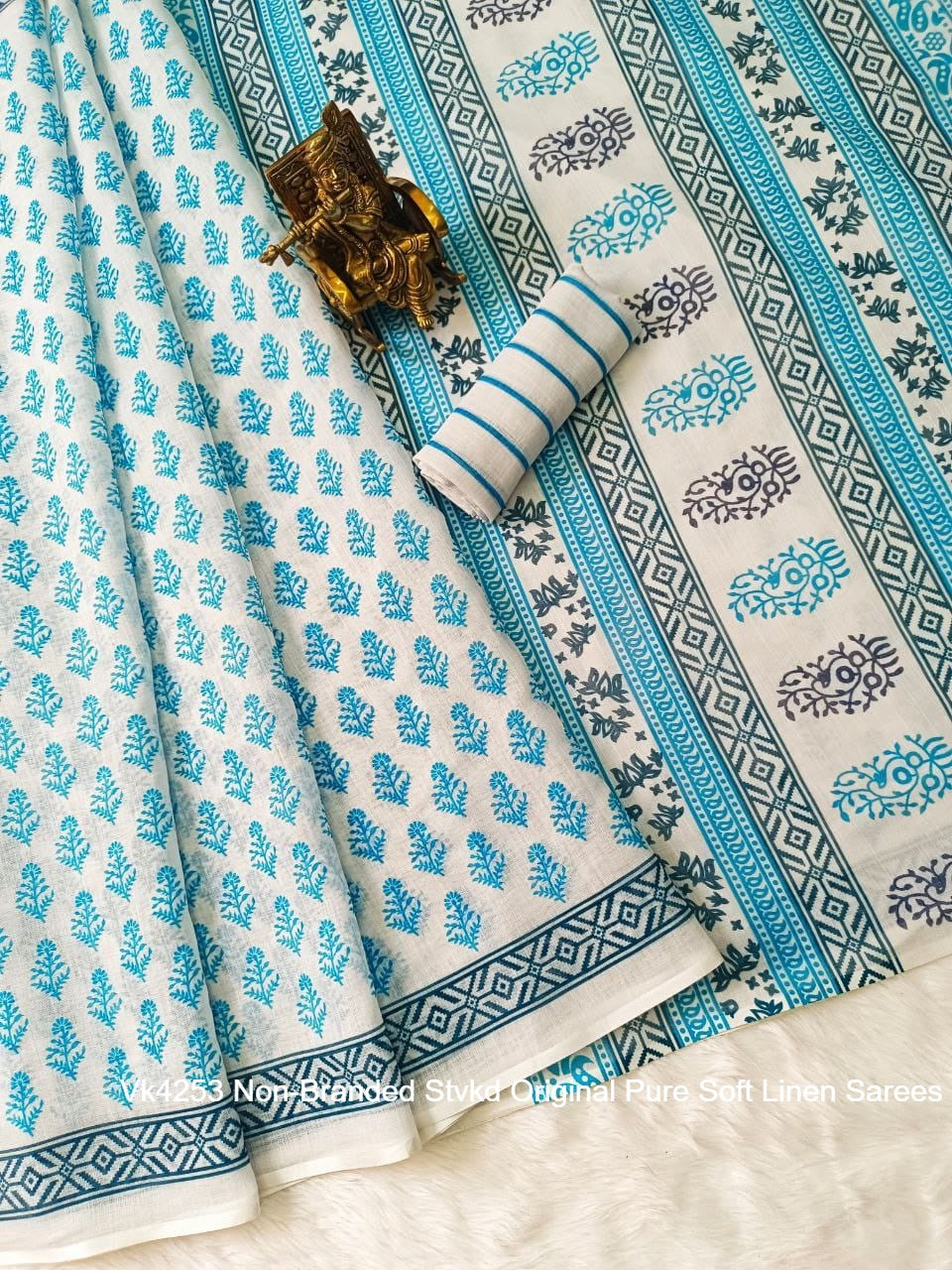 Vk4253 Non-Branded Stvkd Original Pure Soft Linen Sarees