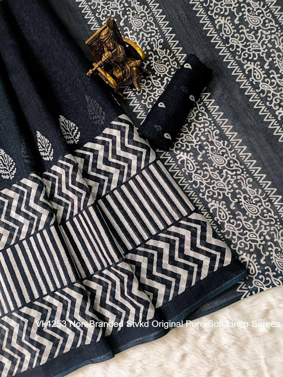 Vk4253 Non-Branded Stvkd Original Pure Soft Linen Sarees