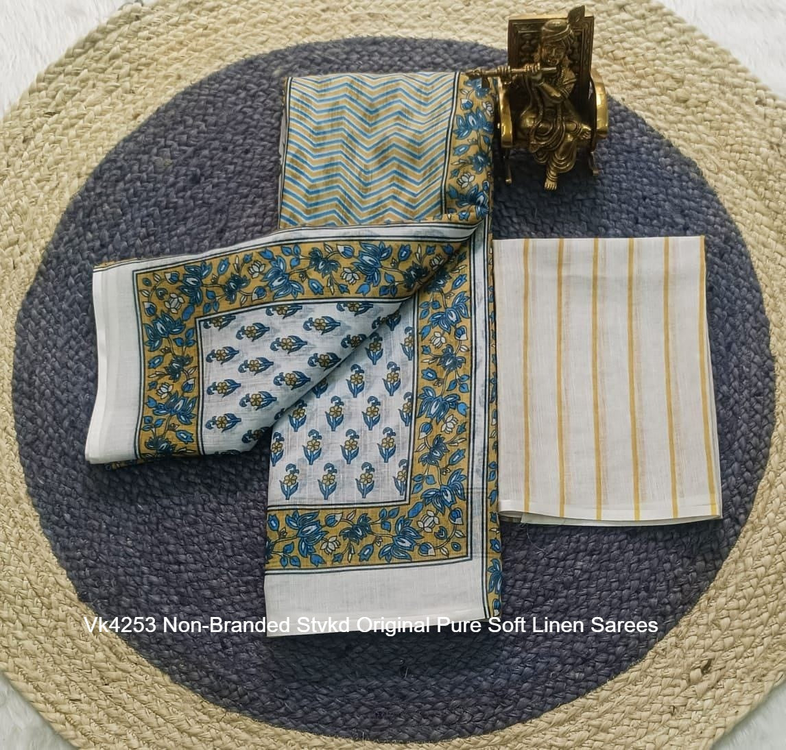 Vk4253 Non-Branded Stvkd Original Pure Soft Linen Sarees