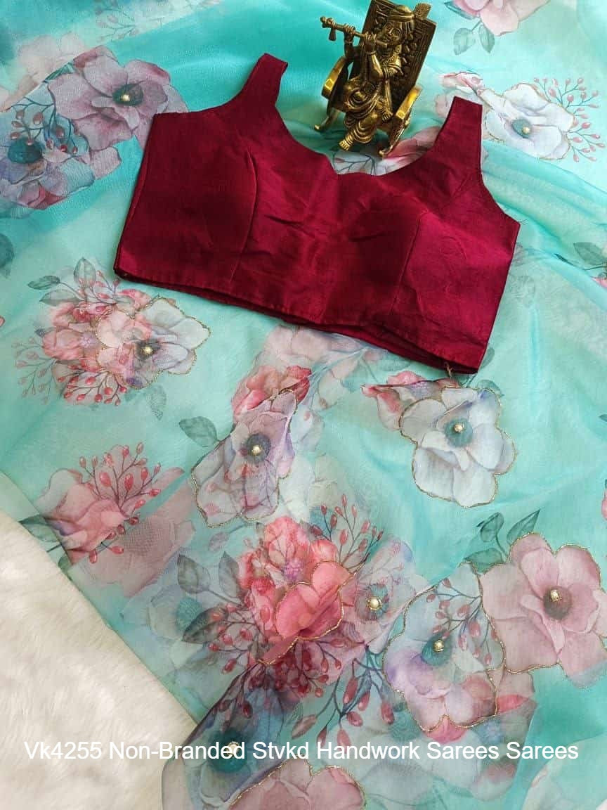 Vk4255 Non-Branded Stvkd Handwork Sarees Sarees