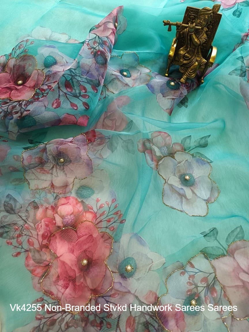 Vk4255 Non-Branded Stvkd Handwork Sarees Sarees