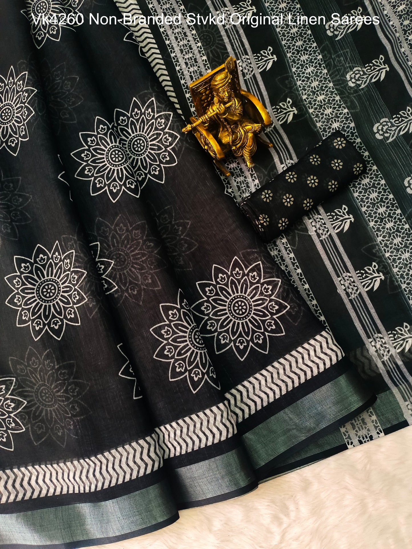 Vk4260 Non-Branded Stvkd Original Linen Sarees