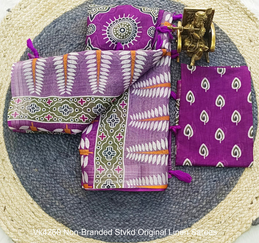 Vk4260 Non-Branded Stvkd Original Linen Sarees