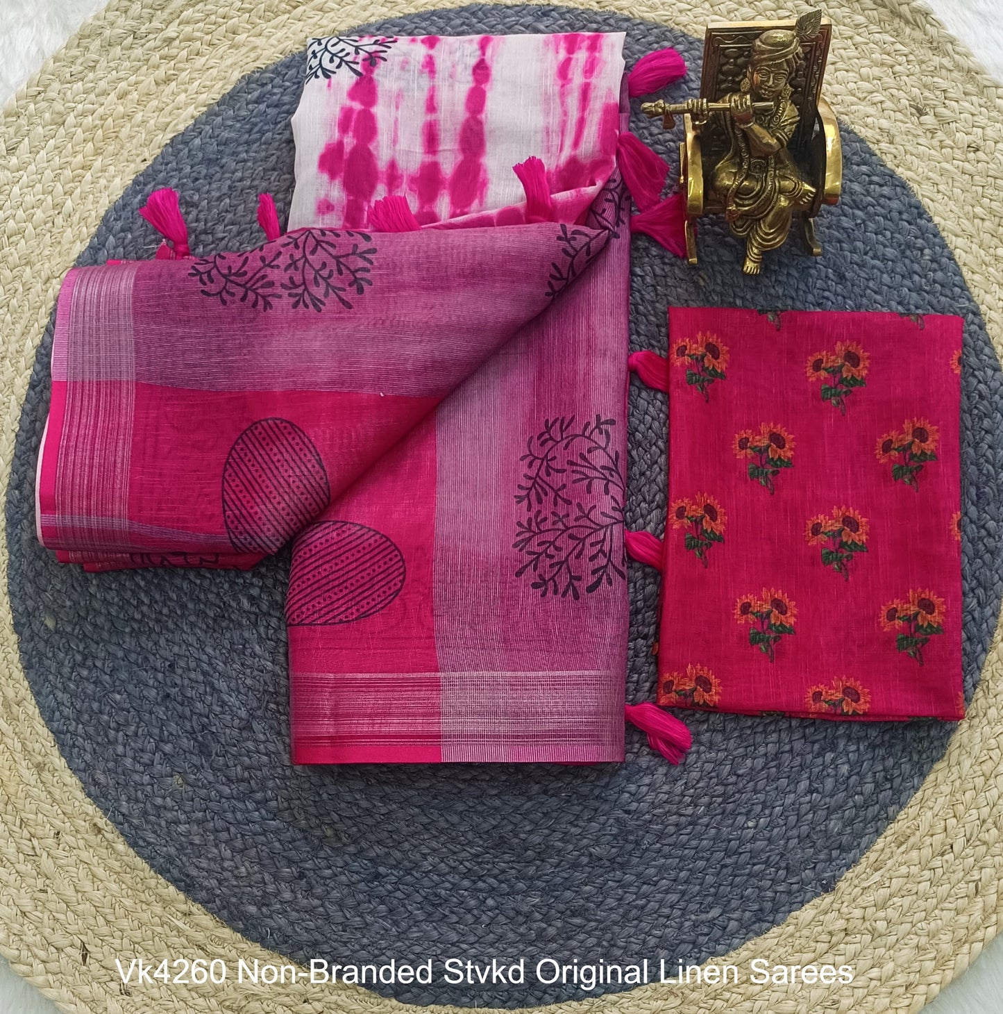 Vk4260 Non-Branded Stvkd Original Linen Sarees