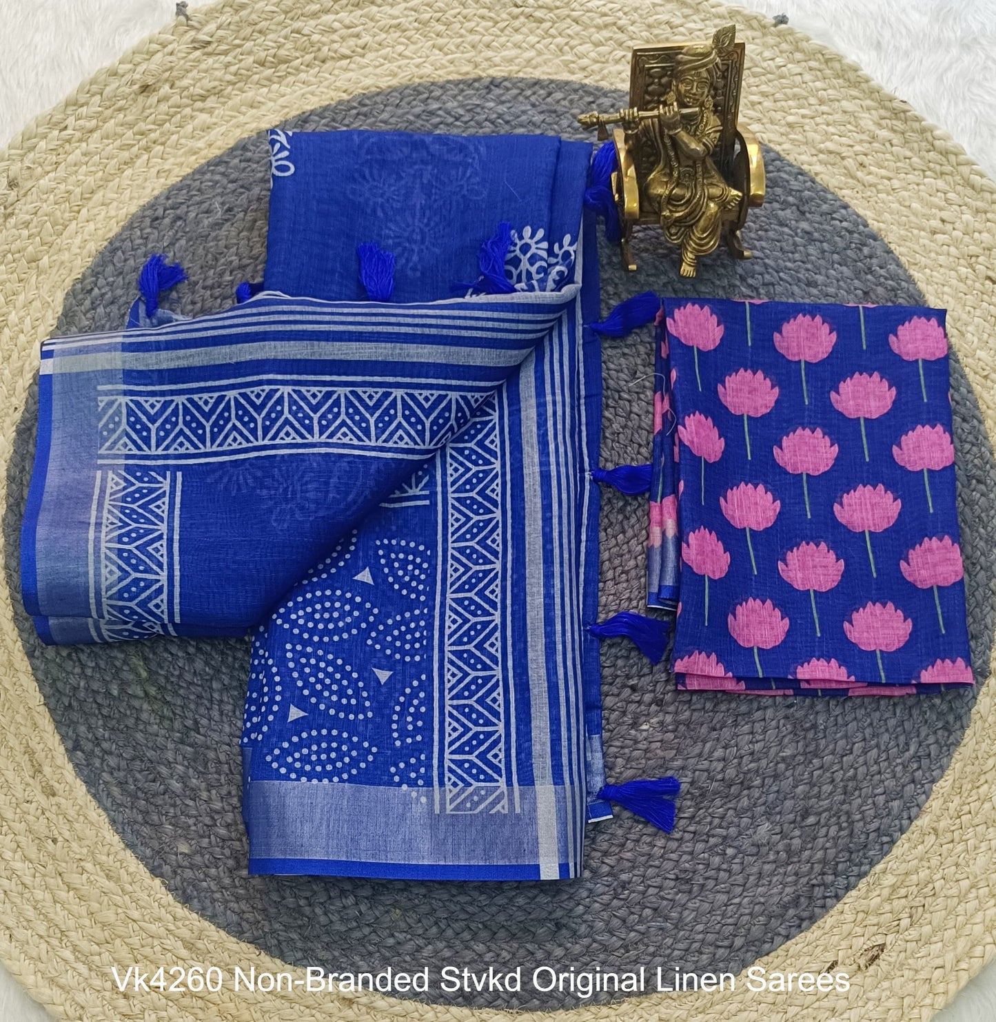 Vk4260 Non-Branded Stvkd Original Linen Sarees