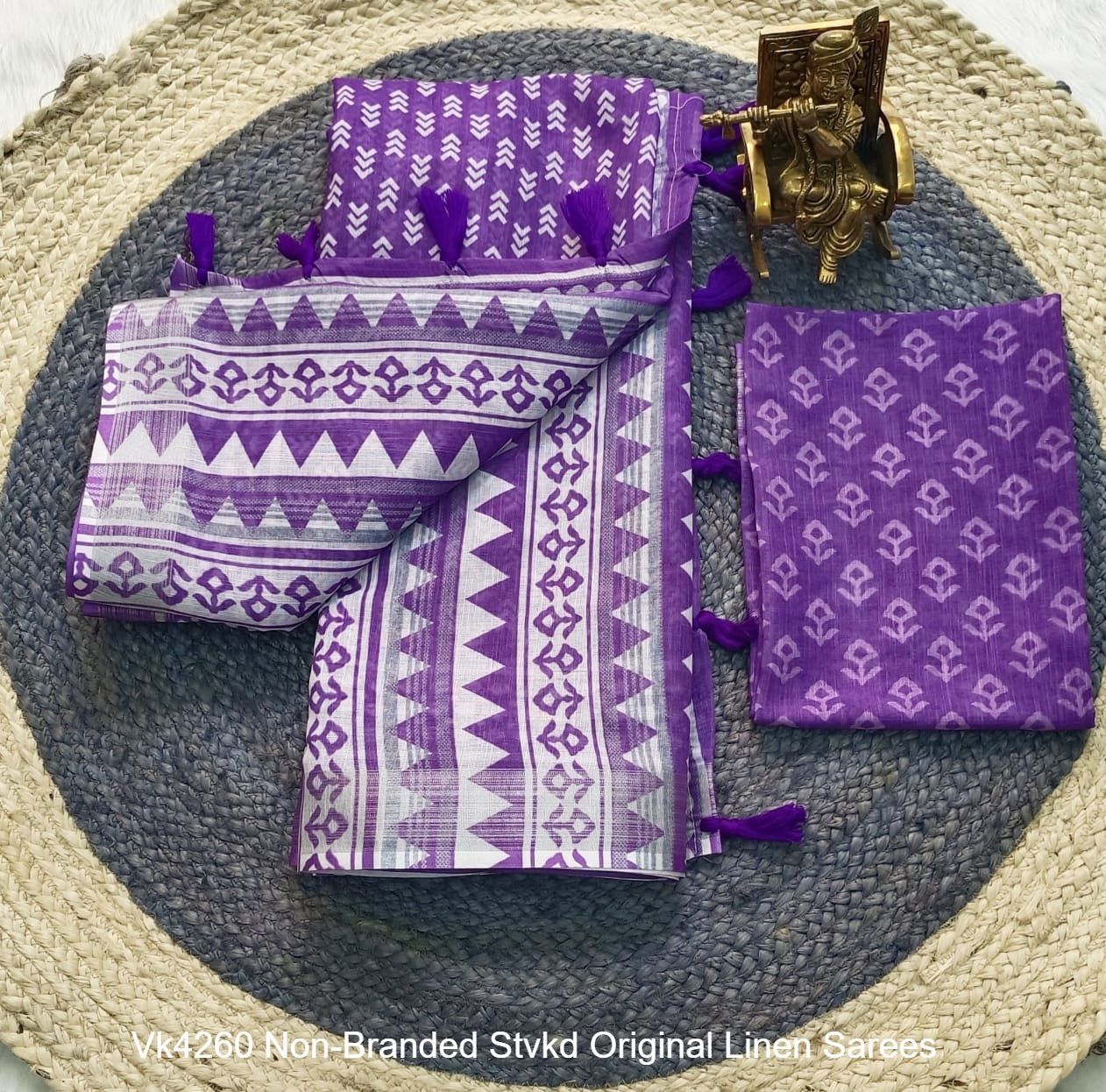 Vk4260 Non-Branded Stvkd Original Linen Sarees