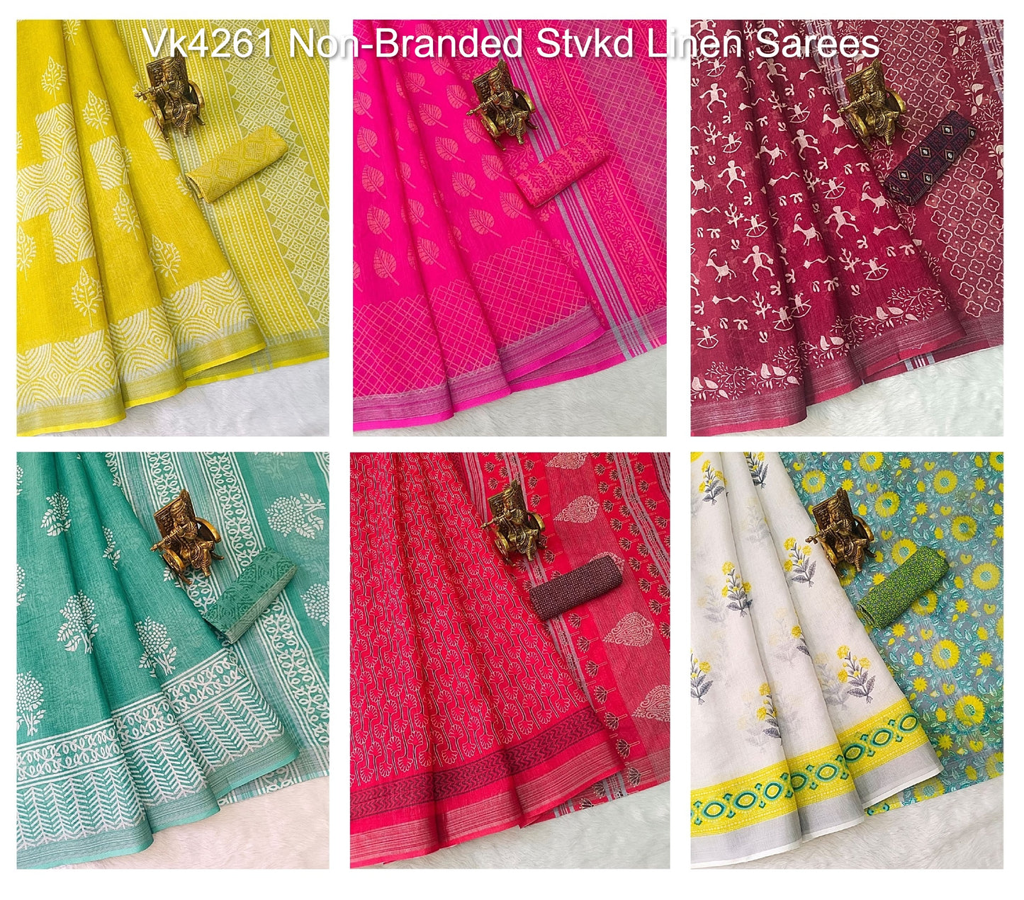 Vk4261 Non-Branded Stvkd Linen Sarees