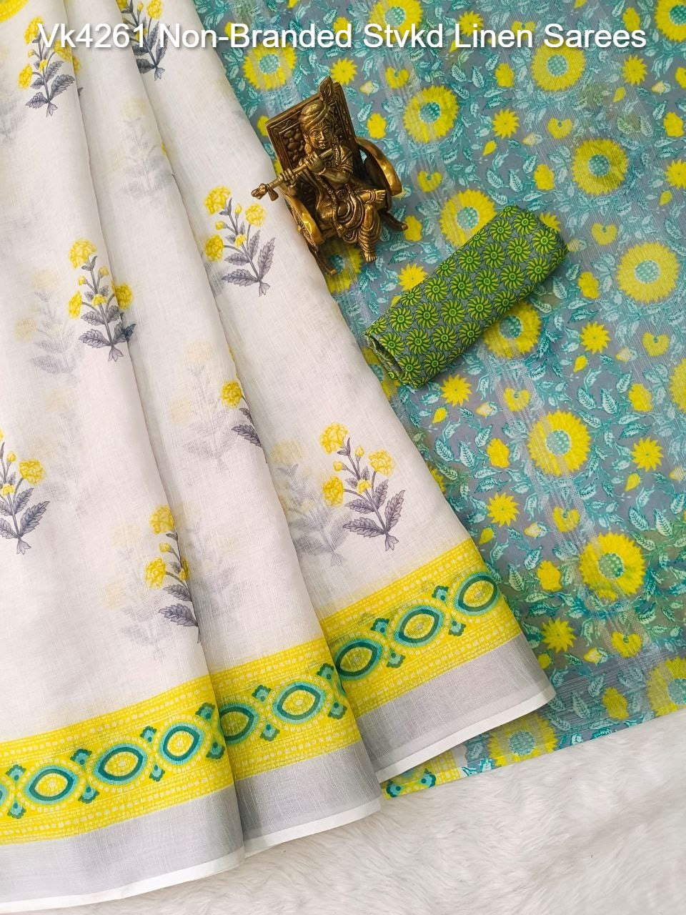 Vk4261 Non-Branded Stvkd Linen Sarees