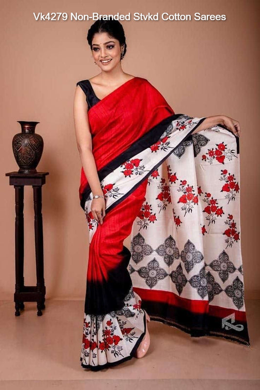 Vk4279 Non-Branded Stvkd Cotton Sarees