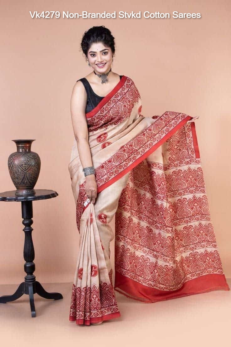 Vk4279 Non-Branded Stvkd Cotton Sarees