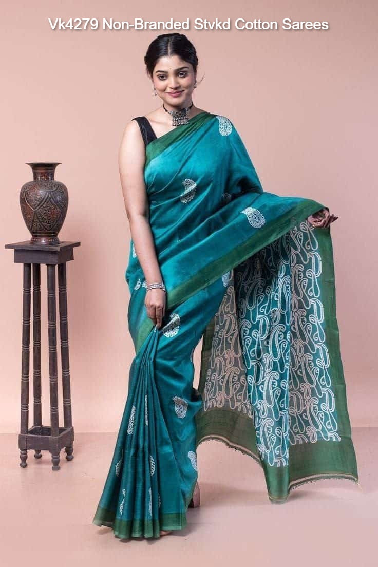 Vk4279 Non-Branded Stvkd Cotton Sarees