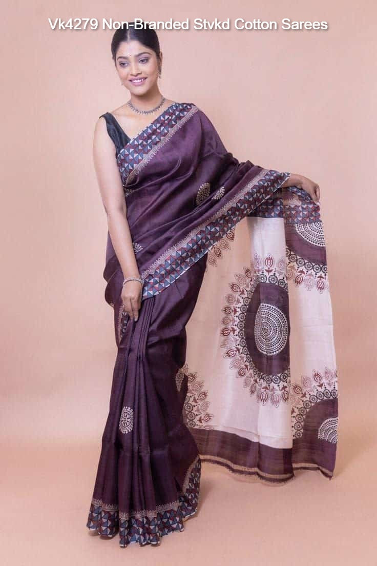 Vk4279 Non-Branded Stvkd Cotton Sarees
