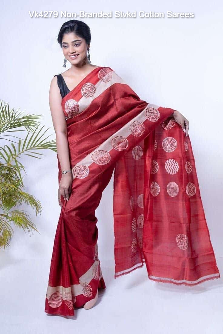 Vk4279 Non-Branded Stvkd Cotton Sarees