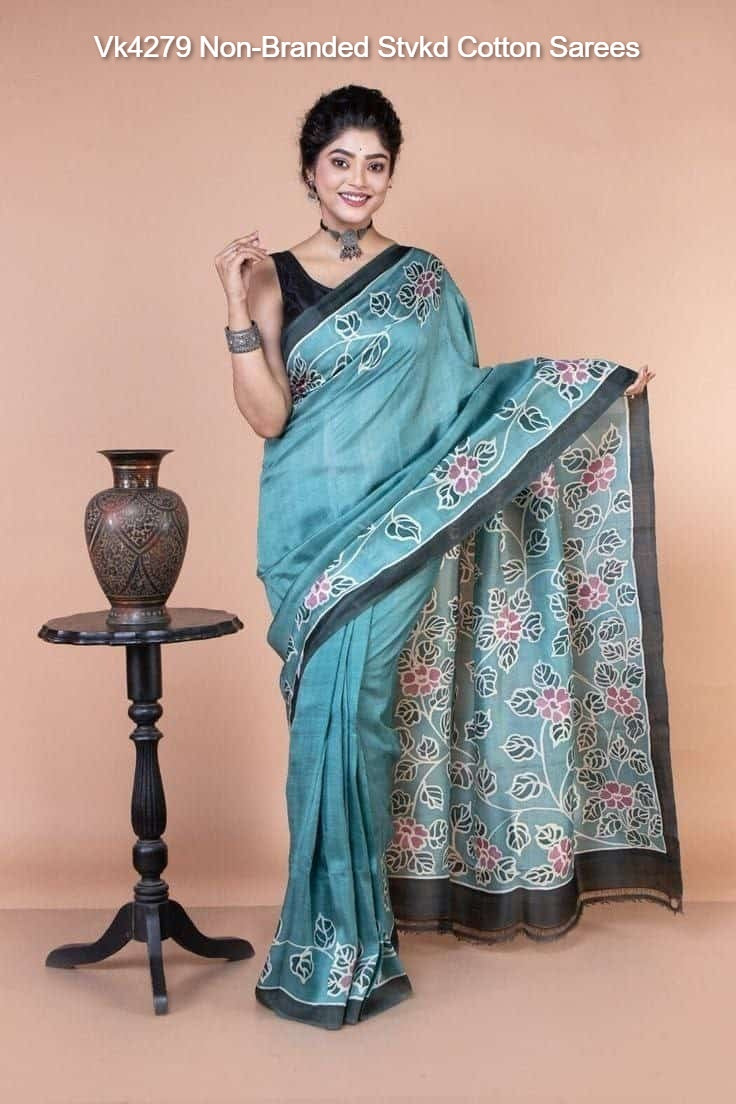 Vk4279 Non-Branded Stvkd Cotton Sarees