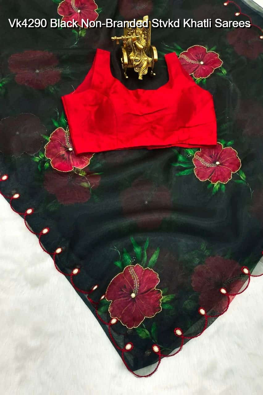 Vk4290 Black Non-Branded Stvkd Khatli Sarees