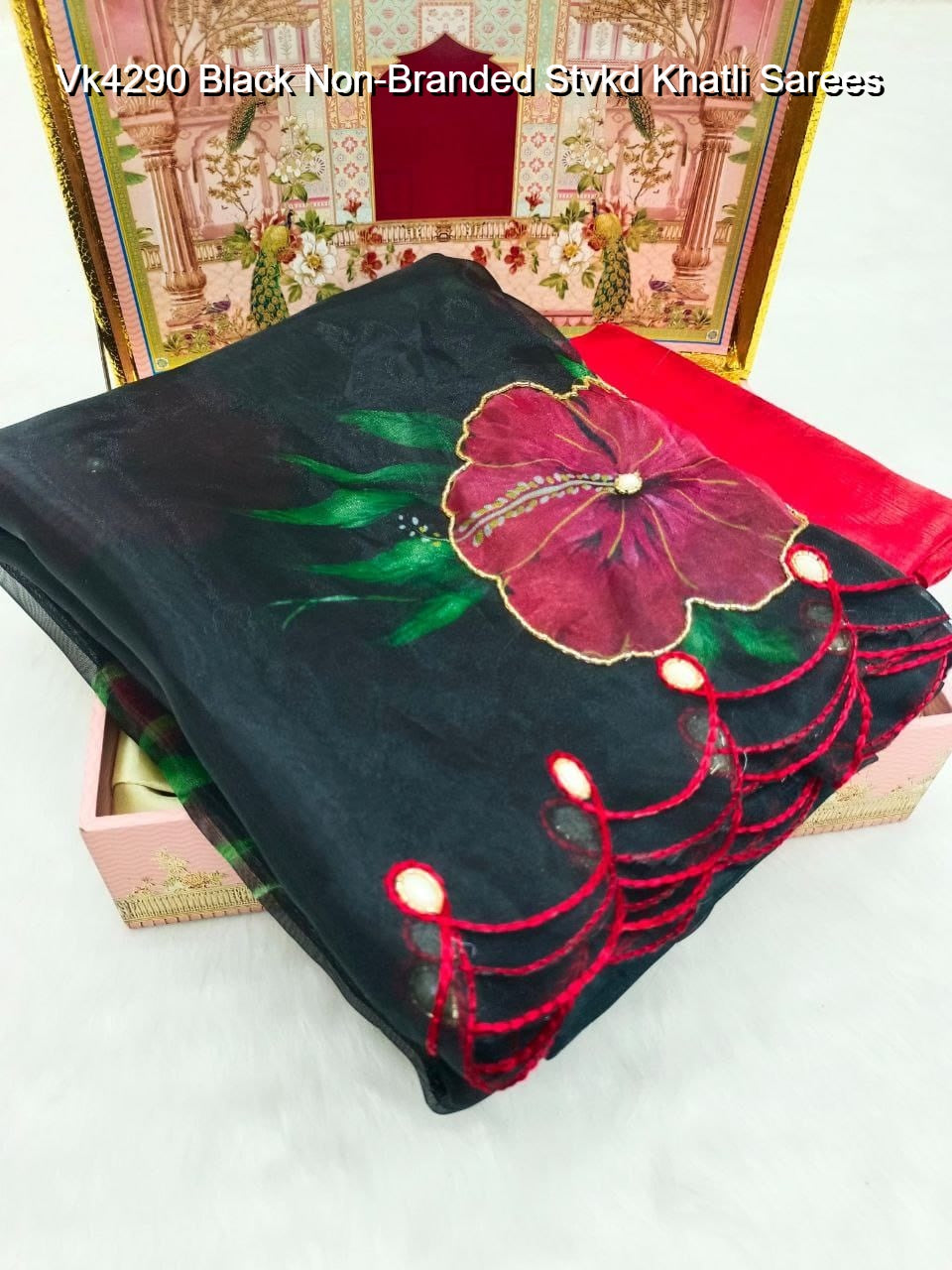 Vk4290 Black Non-Branded Stvkd Khatli Sarees