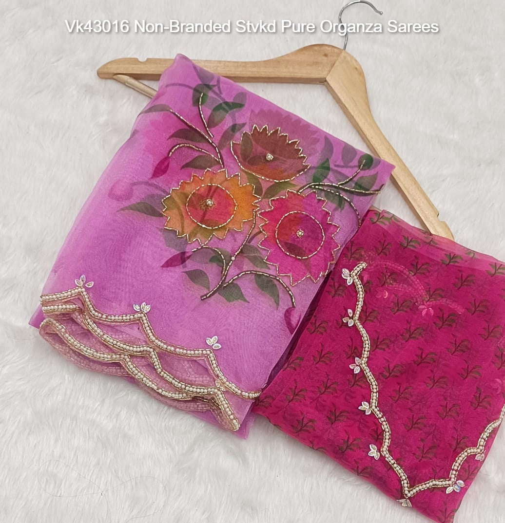 Vk43016 Non-Branded Stvkd Pure Organza Sarees