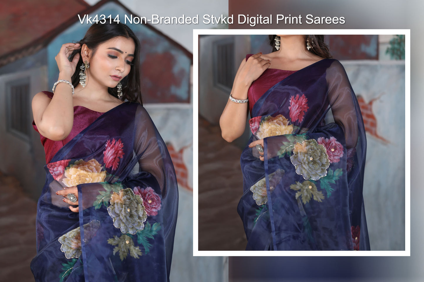 Vk4314 Non-Branded Stvkd Digital Print Sarees