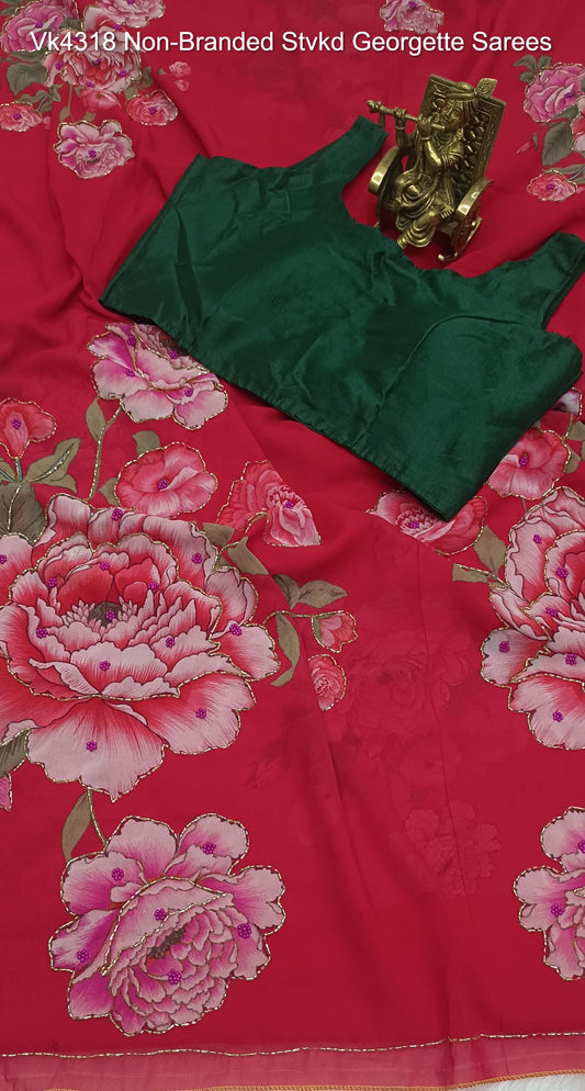 Vk4318 Non-Branded Stvkd Georgette Sarees