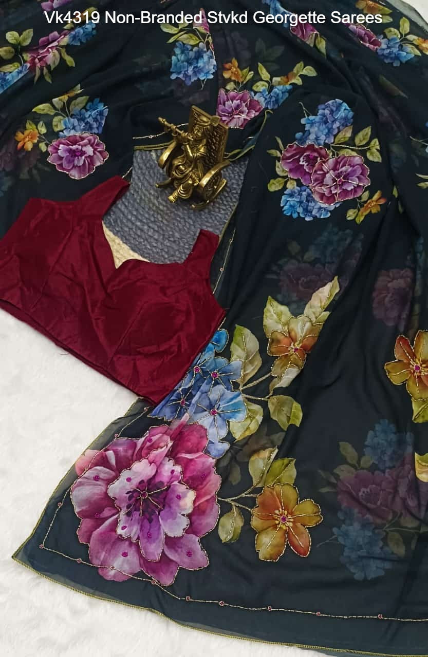 Vk4319 Non-Branded Stvkd Georgette Sarees
