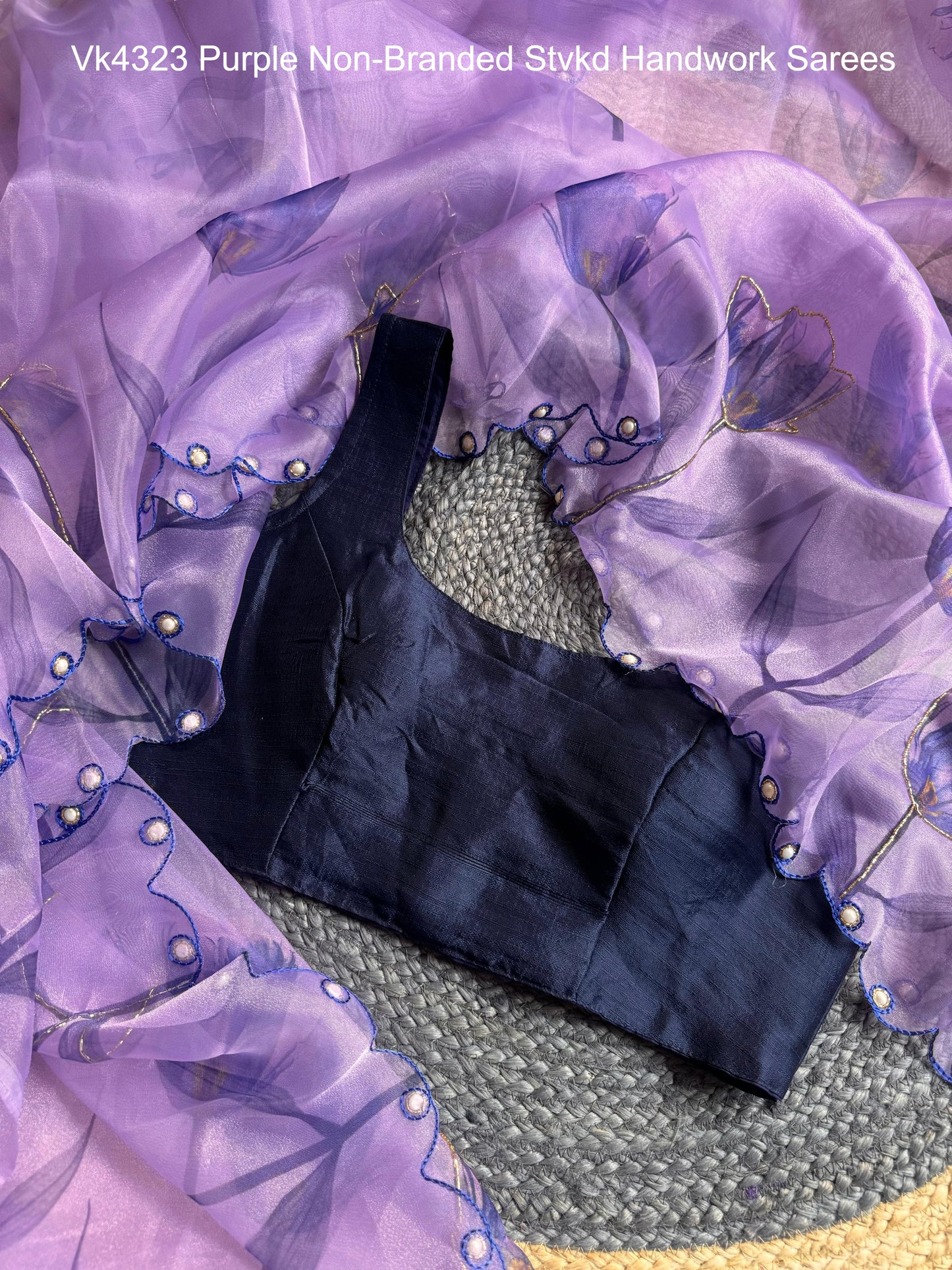 Vk4323 Purple Non-Branded Stvkd Handwork Sarees