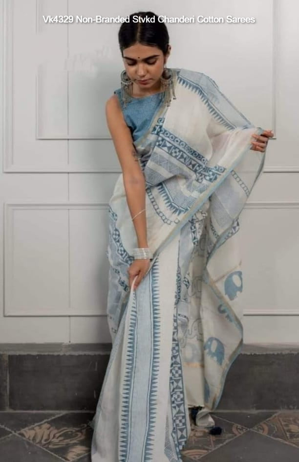 Vk4329 Non-Branded Stvkd Chanderi Cotton Sarees