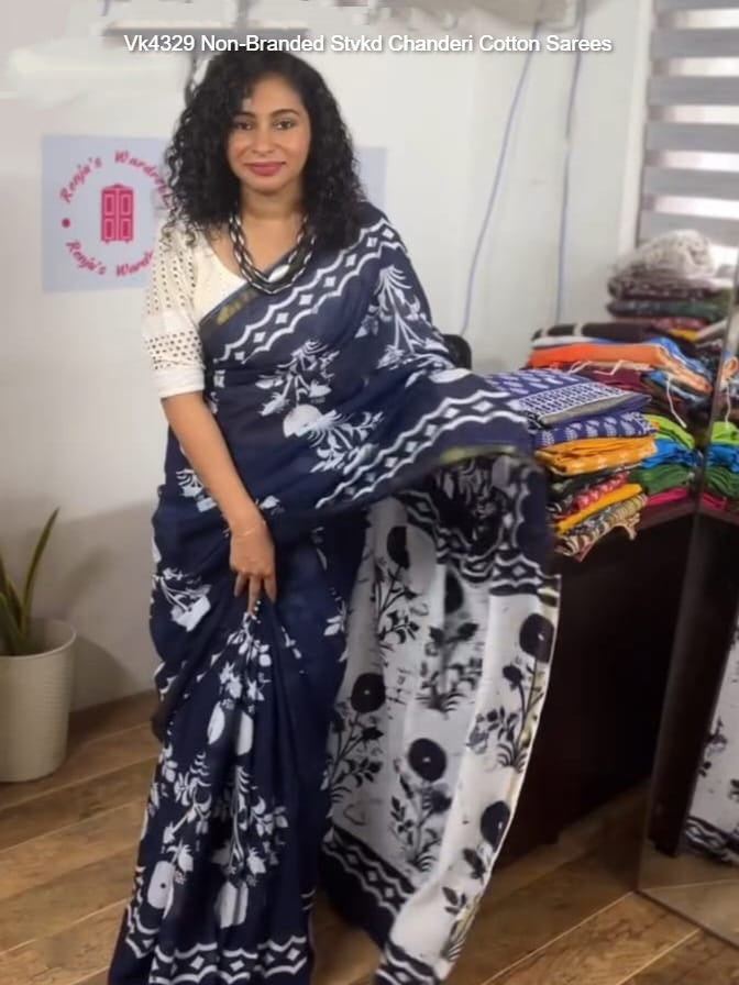 Vk4329 Non-Branded Stvkd Chanderi Cotton Sarees