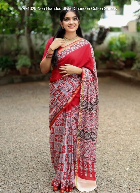 Vk4329 Non-Branded Stvkd Chanderi Cotton Sarees