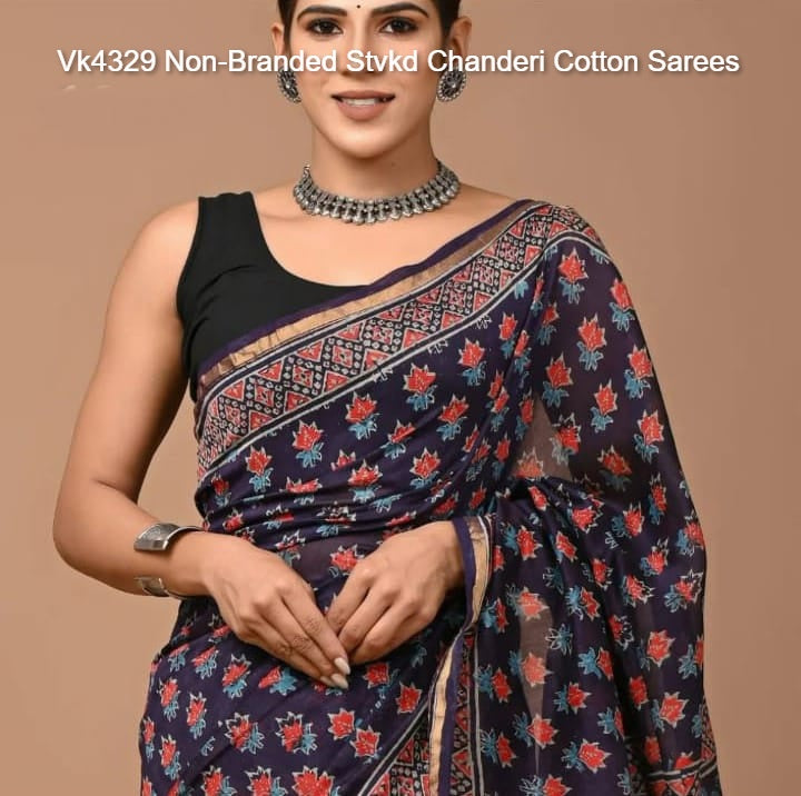 Vk4329 Non-Branded Stvkd Chanderi Cotton Sarees