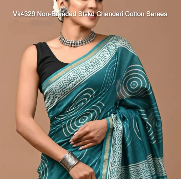 Vk4329 Non-Branded Stvkd Chanderi Cotton Sarees