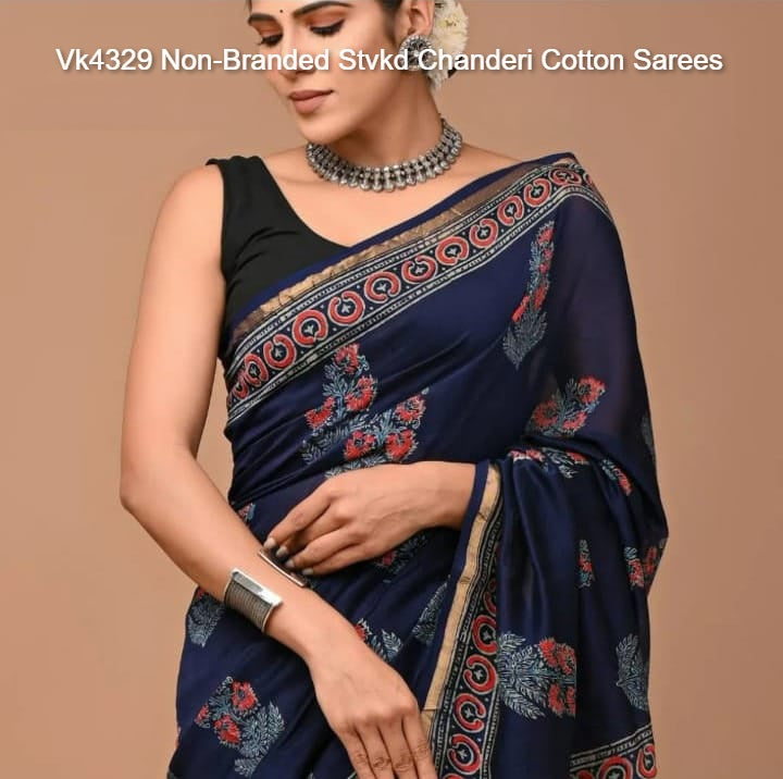 Vk4329 Non-Branded Stvkd Chanderi Cotton Sarees
