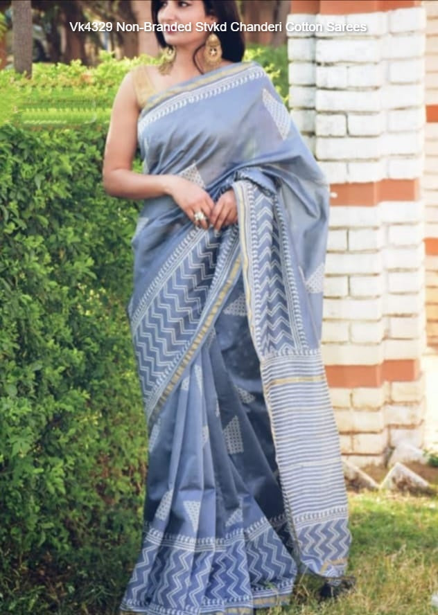 Vk4329 Non-Branded Stvkd Chanderi Cotton Sarees