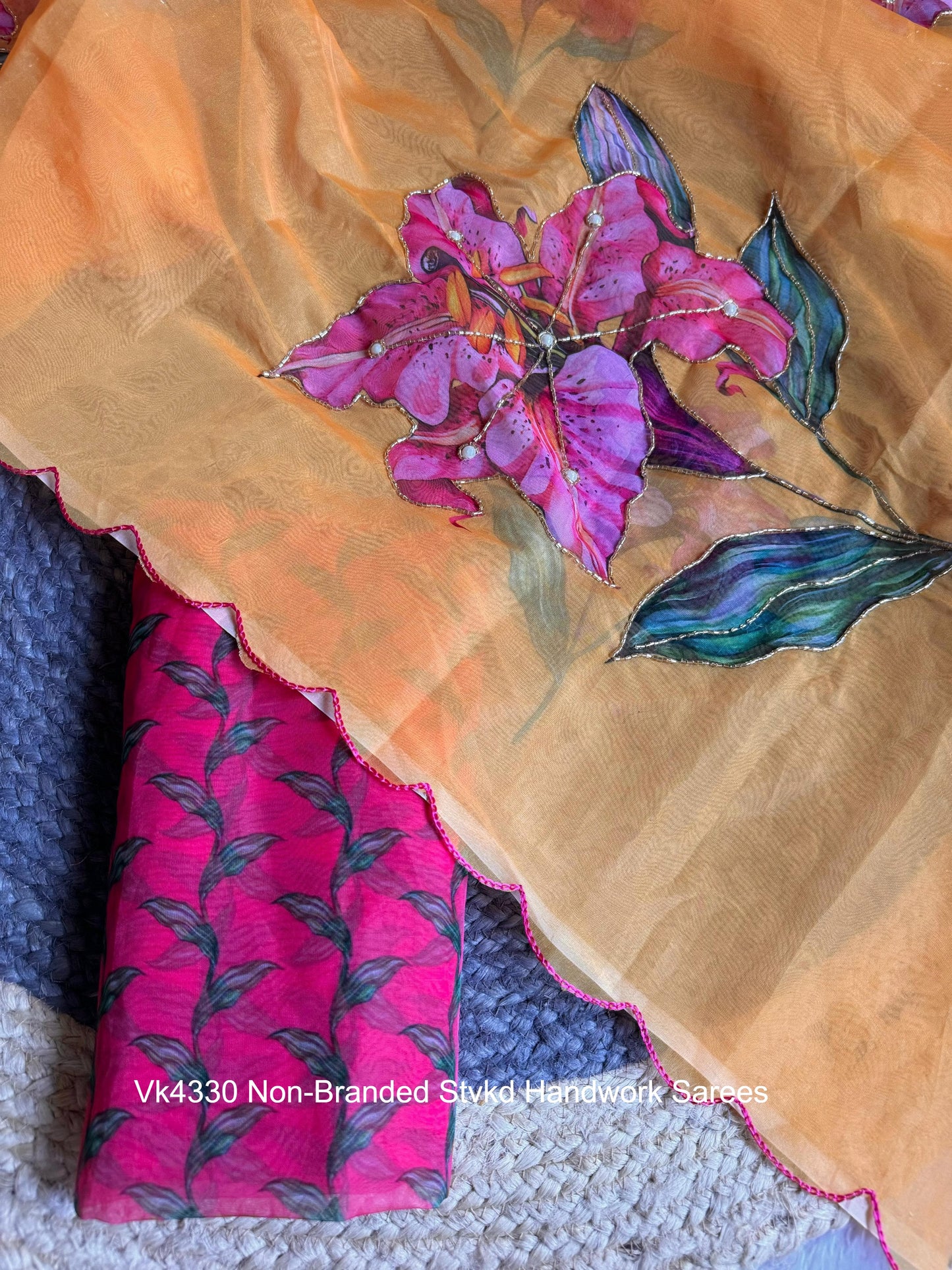 Vk4330 Non-Branded Stvkd Handwork Sarees