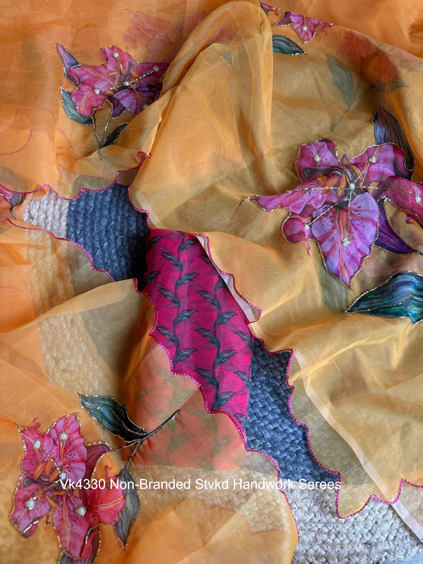 Vk4330 Non-Branded Stvkd Handwork Sarees